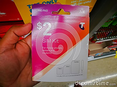 Telstra sim card 2 dollar prepaid starter pack works in all phones, tablets and modems. Editorial Stock Photo